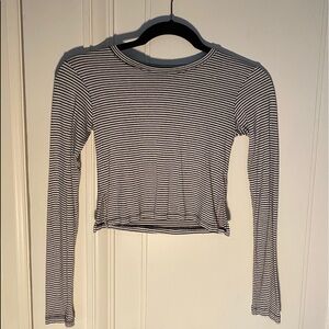 American Eagle Striped Round Neck Crew Neck Soft Long-Sleeved Shirt